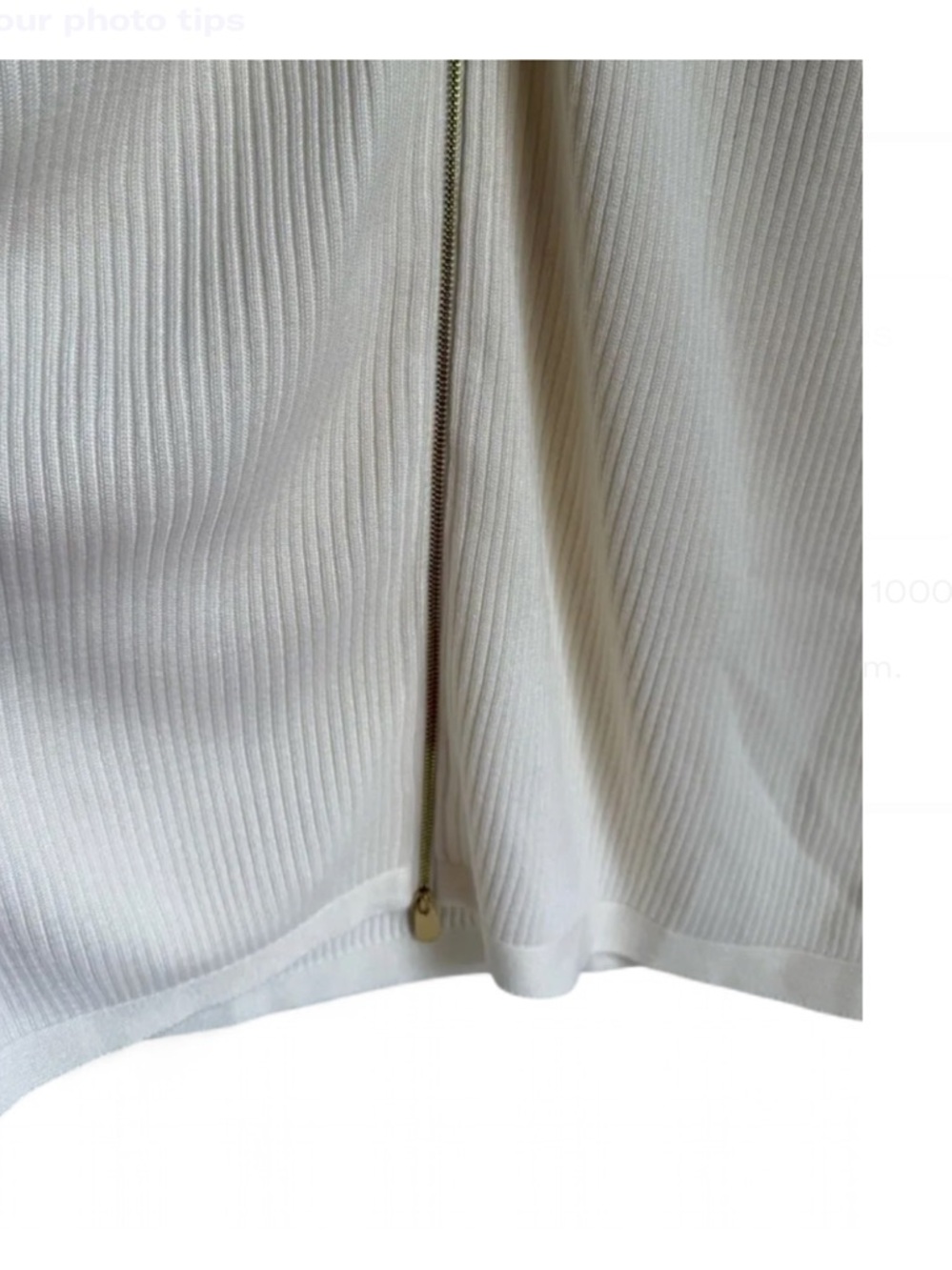 Calvin Klein Ivory Ribbed Zip-Front Dress - Picture 9 of 9